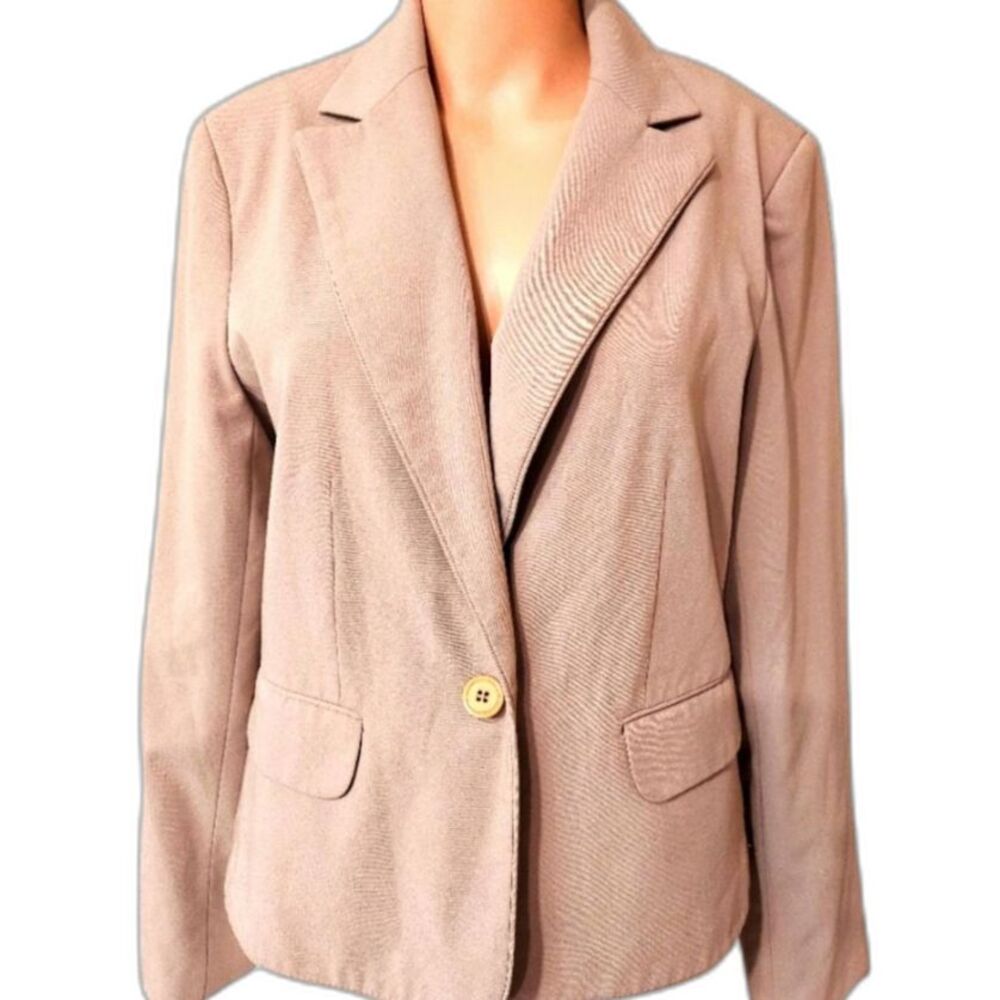 Nine & Company Vintage Faux Suede Blazer Jacket Tan Neutral 10